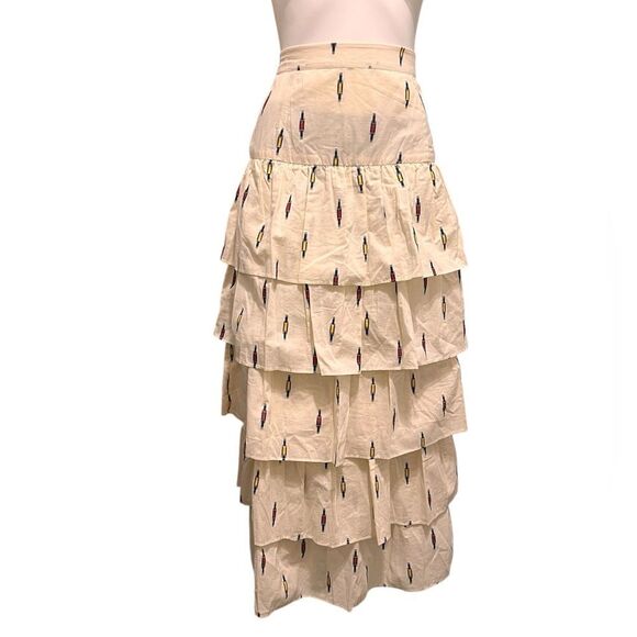 A Loves A Cream Tiered Maxi Skirt Boho Style New Size Large - Picture 11 of 11